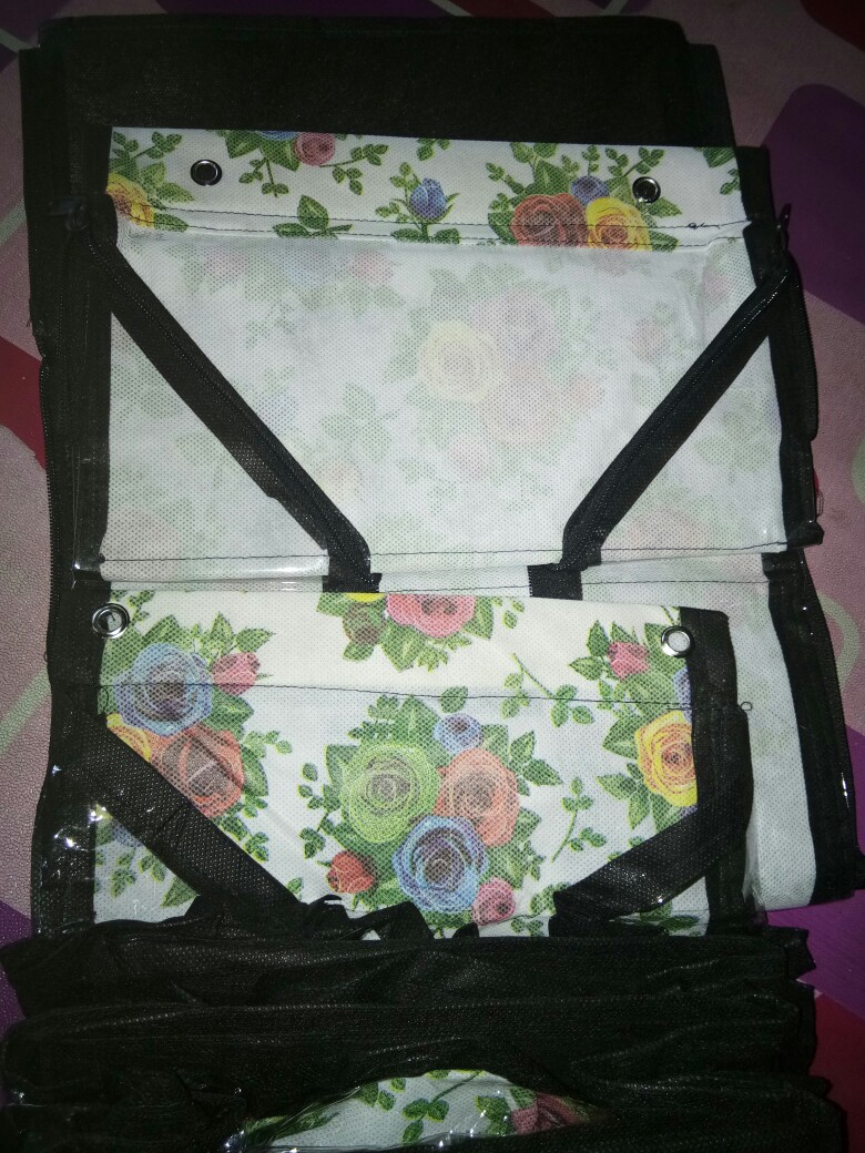 [bisa Cod] Promo Murah Rak Gantung Sepatu Motif Bunga Full Resleting Kualitas Terbaik Dan Termurah