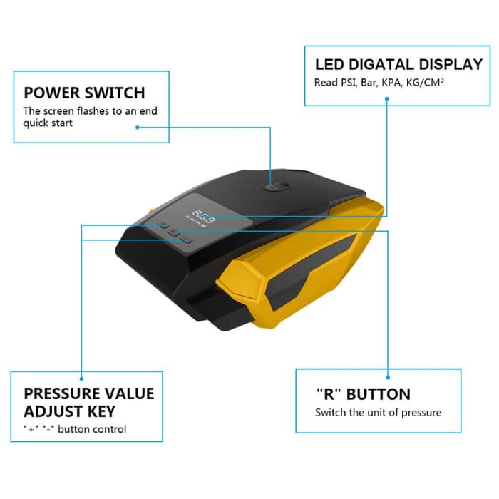 Pompa Ban Electric LCD Display Untuk Mobil dan Motor Tire Inflator