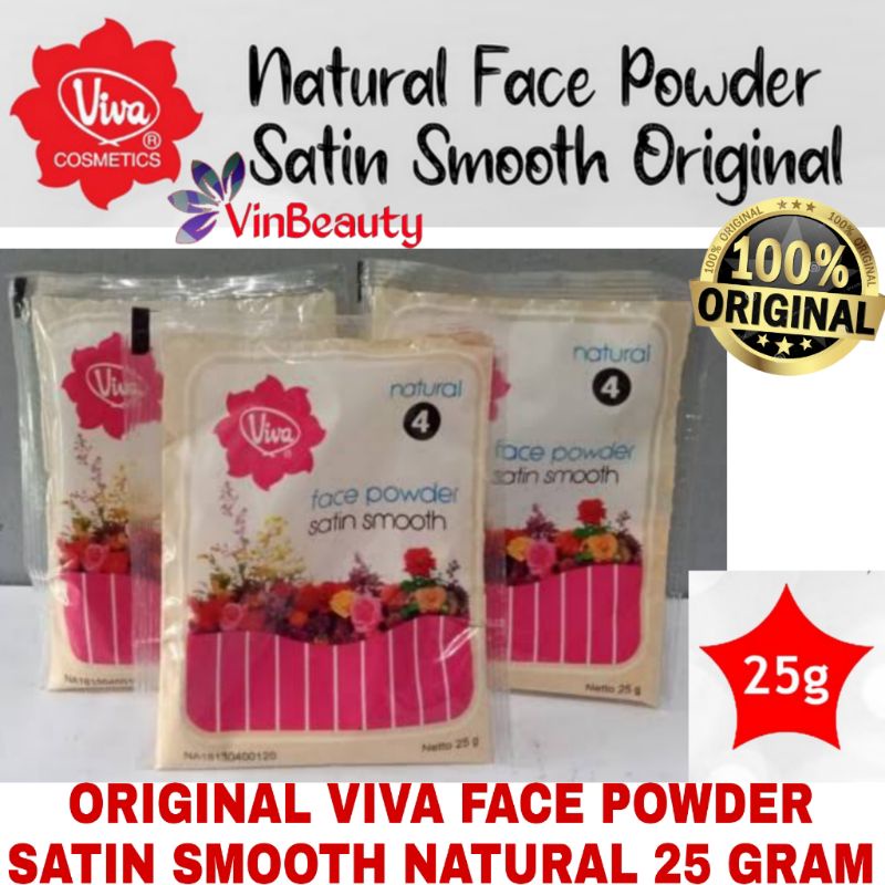 ORIGINAL VIVA FACE POWDER SATIN SMOOTH NATURAL 25 GRAM / BEDAK VIVA 4 NATURAL