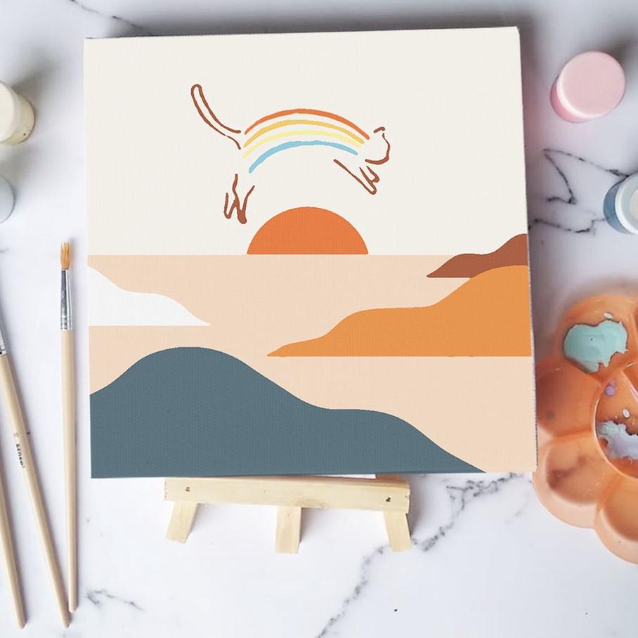 

Diminati - Paint by number lukisan dessert cat VER 1 canvas 20x20 cm / painting kit / set melukis !!
