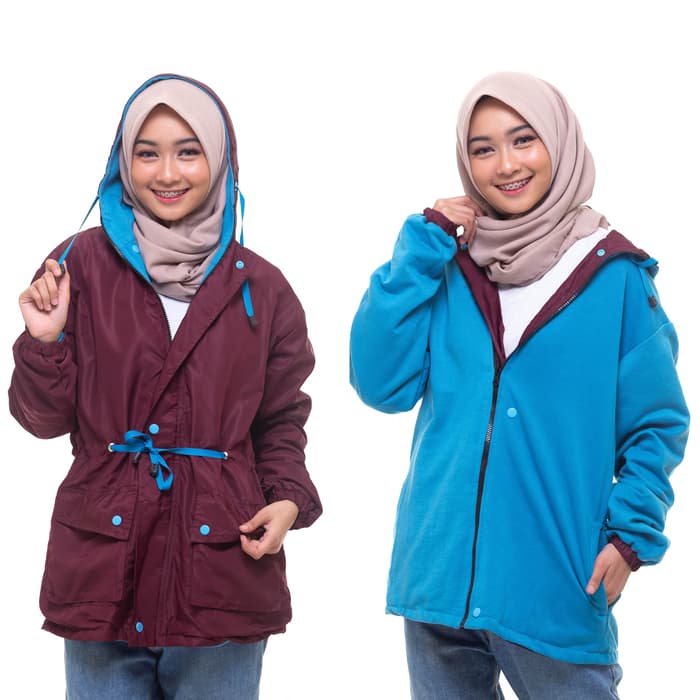 Jaket Wanita Terbaru Jaket Motor Harian Jaket Outdoor Parasut Bolak Balik Jaket Pria Wanita Bahan Taslan ZN 100% Windproof Jaket Gunung Outdoor Semi Parka