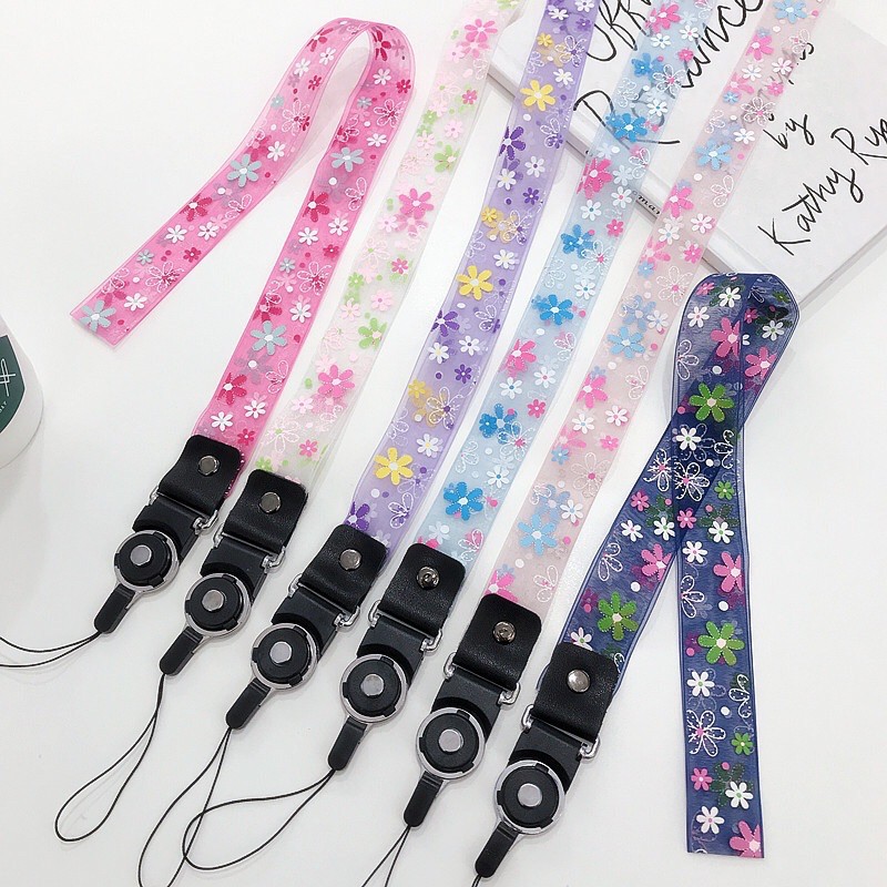 Gantungan Hp Flower Transparan Lucu Cute Lanyard Tali Hp