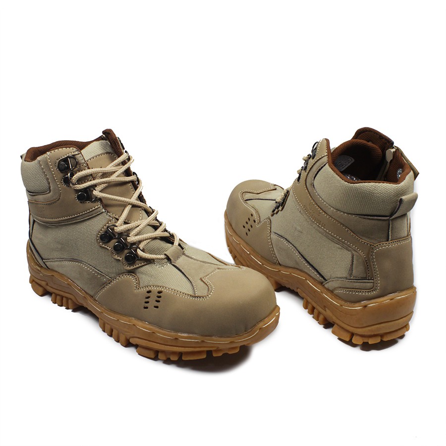 sepatu pria crocodile indicator zipper krem safety boots tracking touring hiking bikers