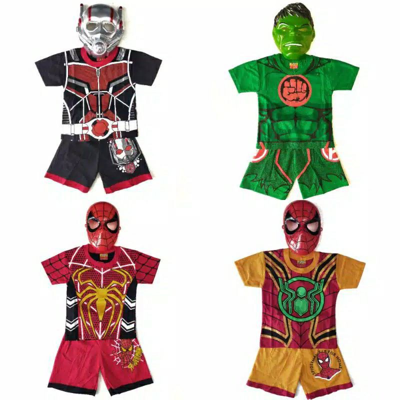 GROSIR SETELAN ANAK SUPERHERO / COSTUM KIDS MARVEL free topeng