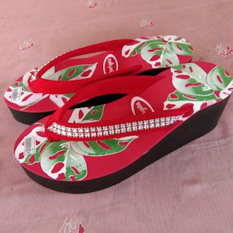 ANUR-sandal wanita wedges sablon  tinggi 6 cm