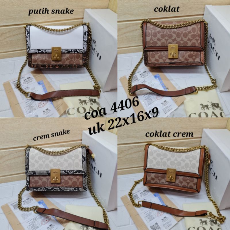 Coch hutton shoulder kombi snakeskin free box / tas selempang coa*h uk 22 x 16 x 9 / tas coa anoska