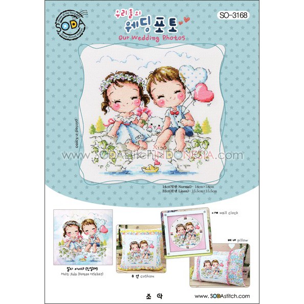Paket DIY Craft Sulam Kristik / Cross Stitch Sodastitch SO-3168 - Our Wedding Photos