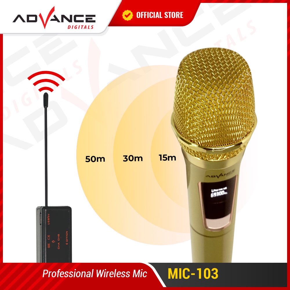 Advance MIC103 Mic Wireless Microphone Bluetooth Karaoke BONUS Baterai