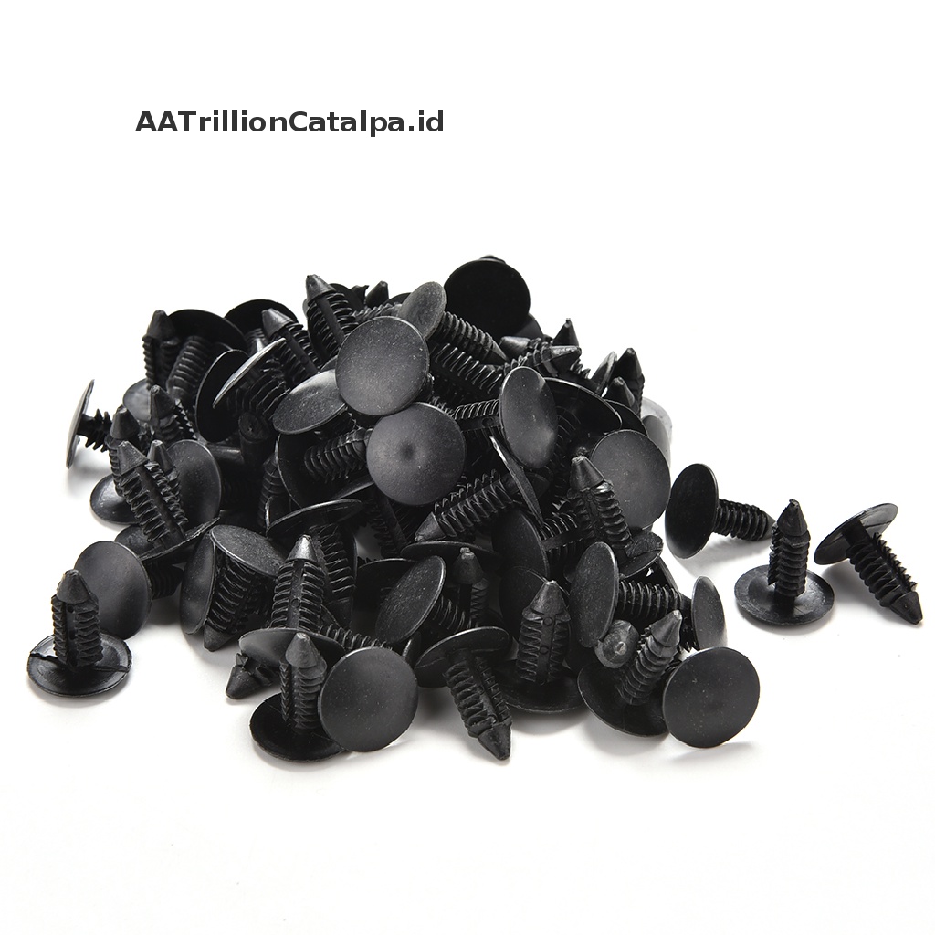 100 Pcs Klip Pengencang Panel Pintu Mobil Bahan Plastik Warna Hitam Ukuran 8.5mm