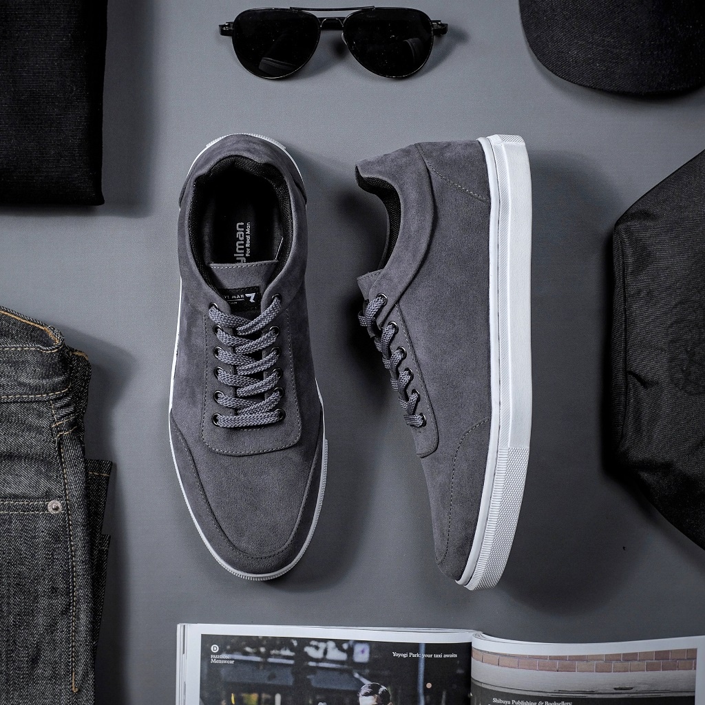 CLEV BLACK WHITE ORIGINAL x REYL MAN Sepatu Sneakers Hitam Putih Pria Kets Tali Casual Jalan Santai Main Nongkrong OOTD Distro Kondangan Sekolah Kuliah Kerja Fashion Skateboard Footwear Canvas Suede Premium Big Size Ukuran Jumbo 44 Keren Terbaru Branded
