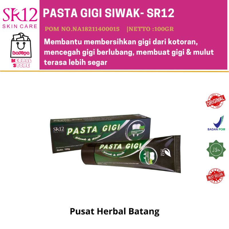 PASTA GIGI SR12 SIWAK &amp; SIRIH HERBAL / ODOL SIWAK DAUN SIRIH / MENYEGARKAN BAU