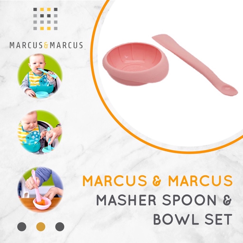 MARCUS &amp; MARCUS MASHER WITH SOFT SPOON &amp; BOWL SET