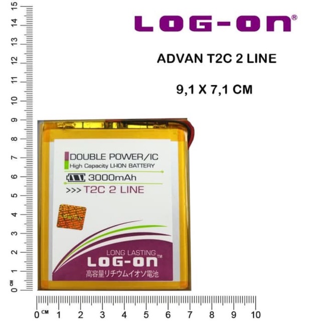 BATERAI LOG ON ADVAN T2C 2 KABEL DOUBLE POWER DOUBLE IC BATRE