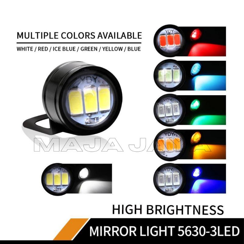 Eagle Eyes Lampu Led Mata Elang Motor / Mobil Plus Dudukan Lampu Non Gedip Lampu terang Sorot Mini E