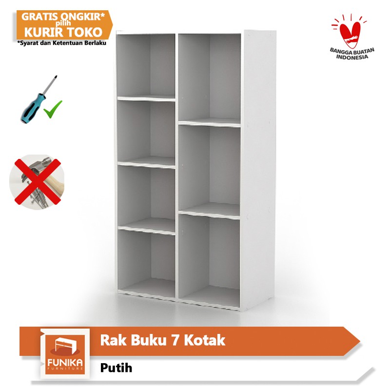  Funika 13227  WH Rak Buku 7 Kotak Putih Shopee Indonesia