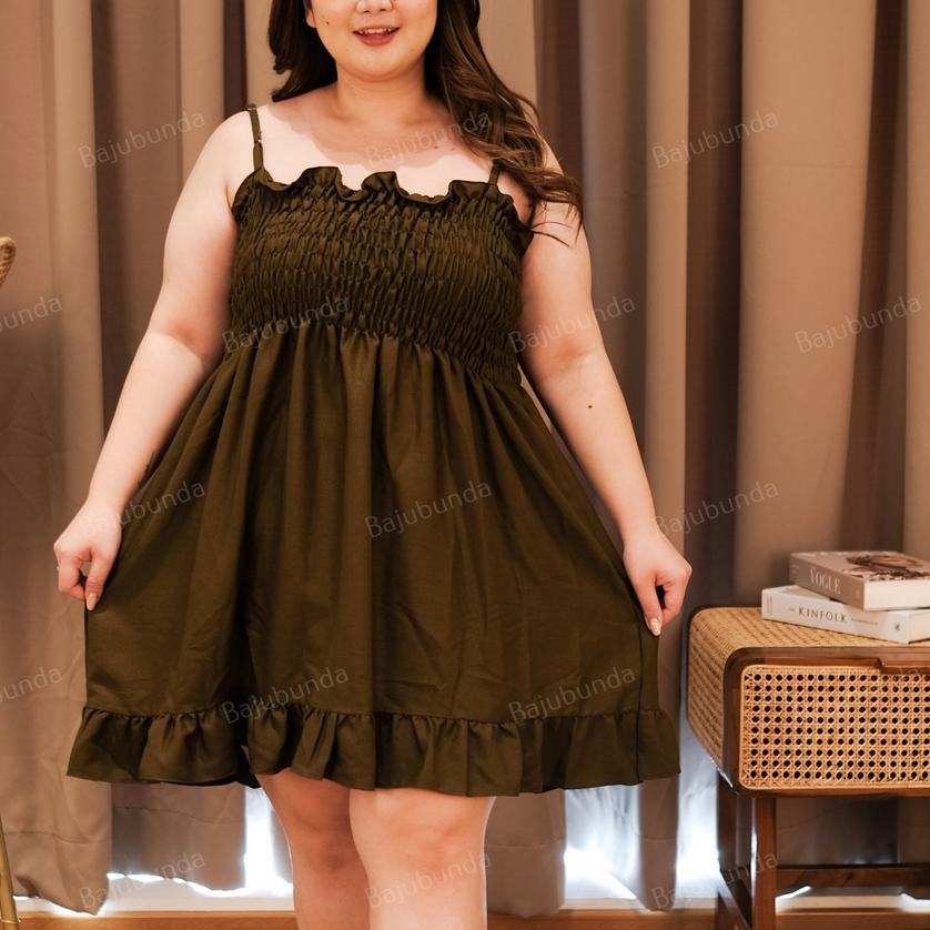 BAJUBUNDA - Mini Dress Jumbo / Big Size Dress Polos Tanpa Lengan / Baju Jumbo / DEBORA DRESS