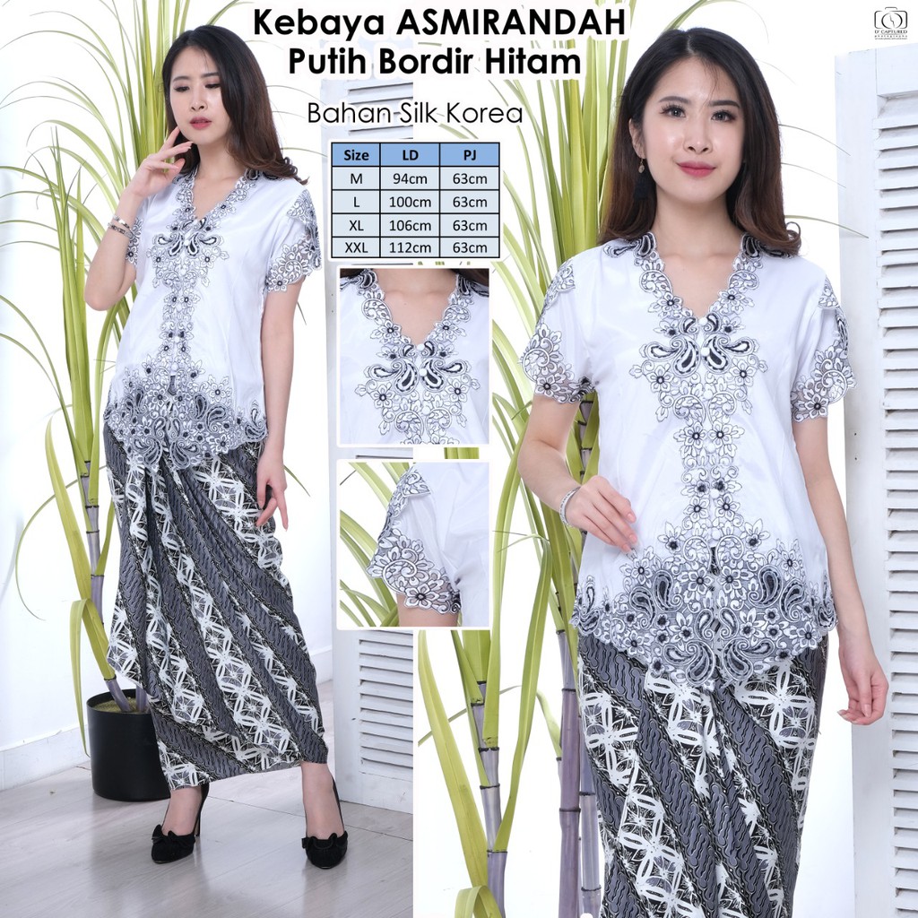 Kebaya Bordir Modern Keong Tulip Asmiranda Bahan Katun silky Import full Bordir