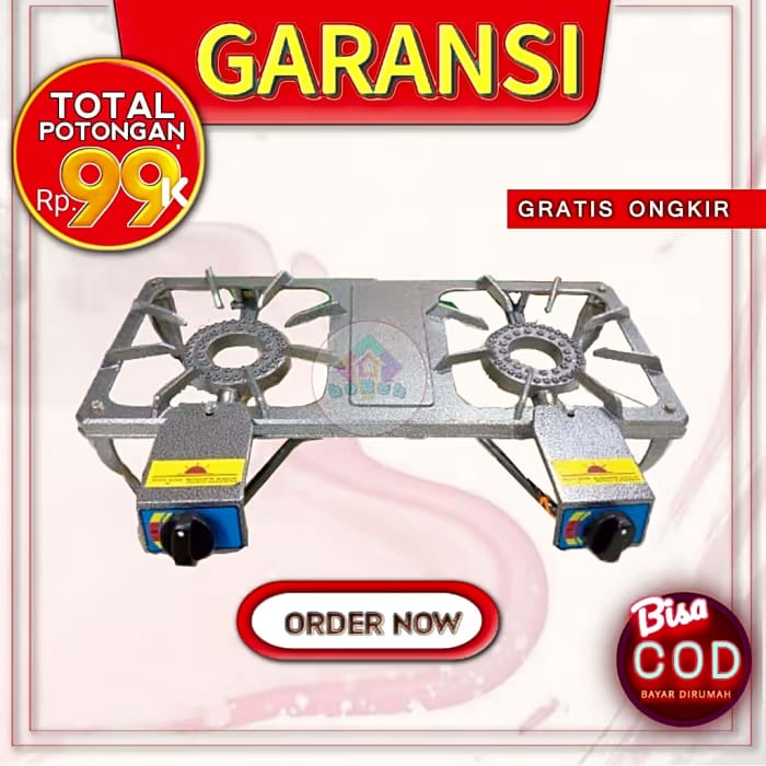 SUNRISE Kompor Jos 2 Tungku Komersial Gas Cor Besi Api Seribu Mawar