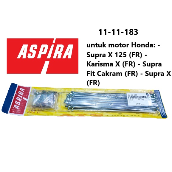 JARI-JARI / RUJI ASPIRA 11-11-183 untuk motor Honda:  Supra X 125 (FR) -Karisma X (FR) -Supra Fit Ca