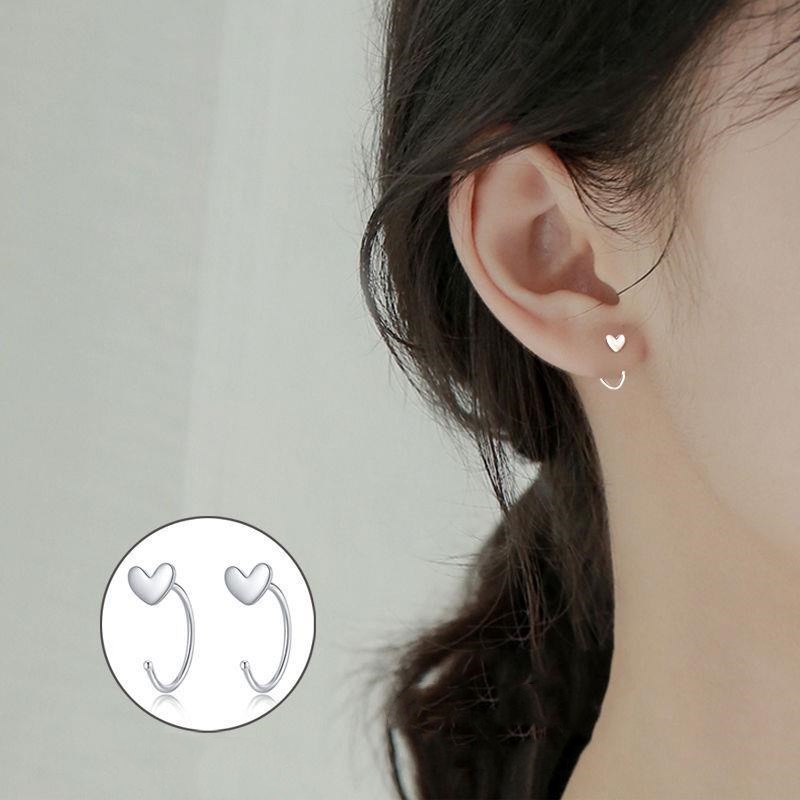 Anting Stud Bahan S999 Sterling Silver Bentuk Hati Untuk Wanita