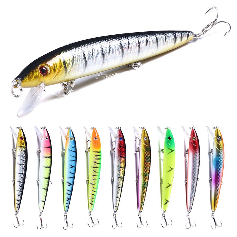 HENGJIA 9pcs Floating Minnow 12cm/13.8g Umpan Pancing Memancing Peralatan Fishing Lure Ikan Bass Bait Kait Hook Tackle