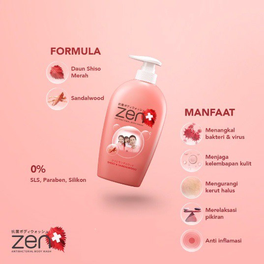 ★ BB ★ Zen Antibacterial Body Wash - Refill 450 mL - Botol 500 mL - Shiso &amp; Seasalt - Shiso &amp; Sandalwood - Shiso &amp; Sulphur - Shinzui