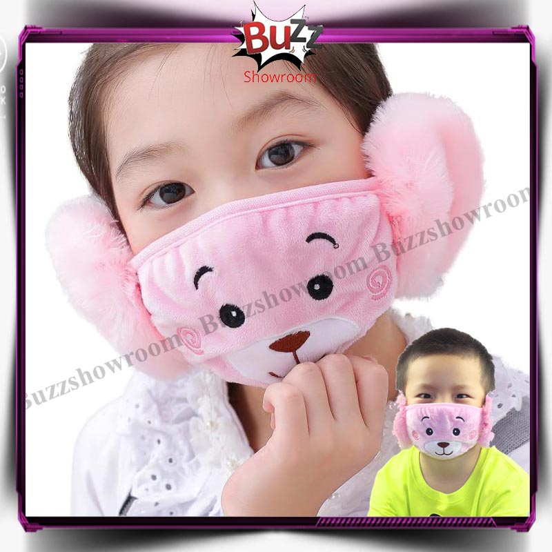 Earmuff mask masker mulut telinga anak import karakter panda winter