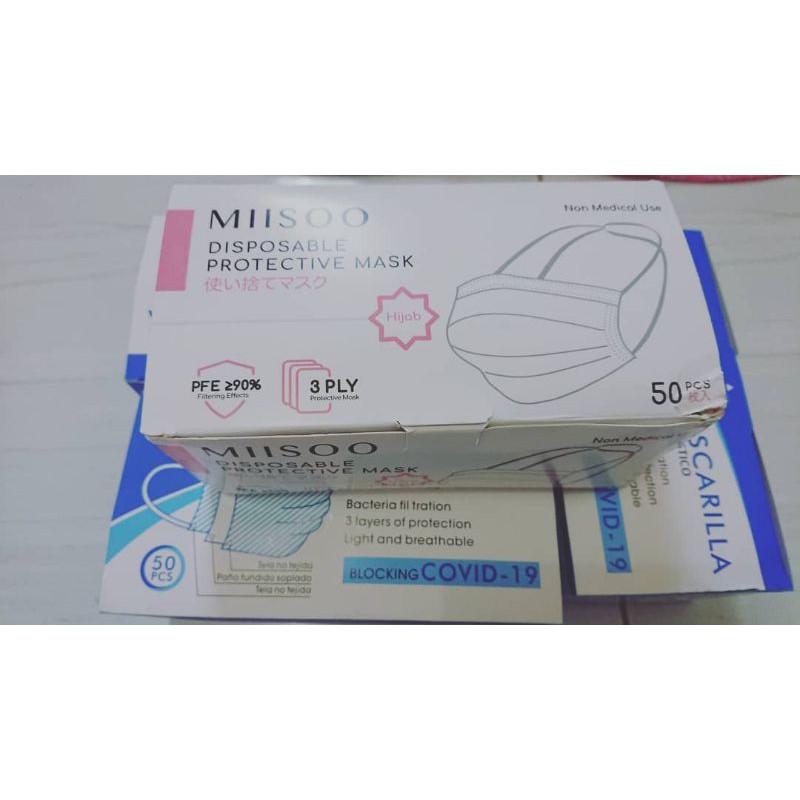 MIISOO DISPOSABLE PROTECTIVE MASK 3PLY / MASKER HIJAB MIISOO / MASKER HIJAB / MASKER ANTI VIRUS