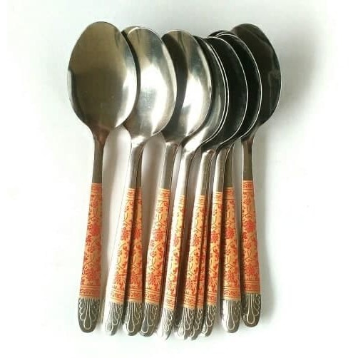 [COD] SENDOK MAKAN MOTIF BATIK STAINLESS STEEL TEBAL ISI 12PCS