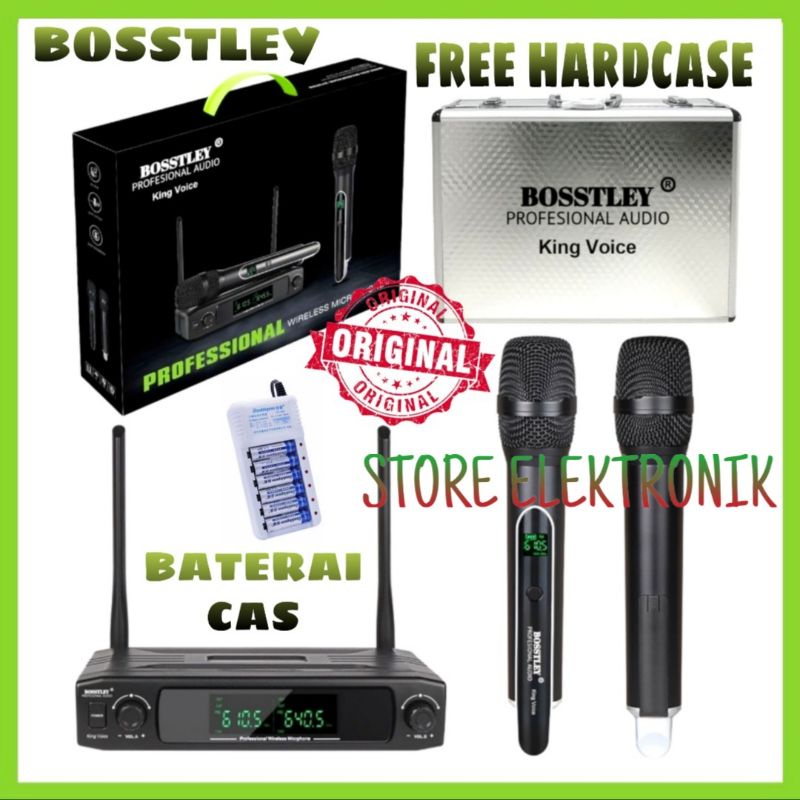 Mic Wireless Bosstley King Voice Original 2 Pegang - Free Hardcase,Box Mic