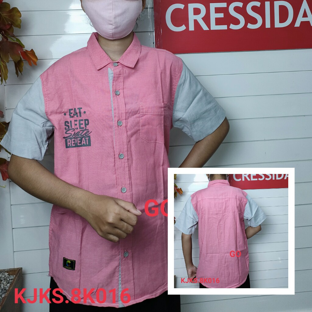 gos CRESSIDA KIDS KEMEJA Anak Slimfit Hem Atasan Lengan Pendek Anak Cowok