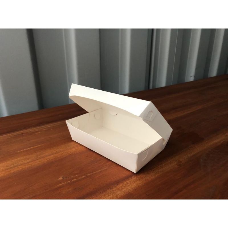 Kotak makanan food Grade ukuran 18x16x4,5 ivory paper Box lunch kertas karton ayam geprek roti cake 