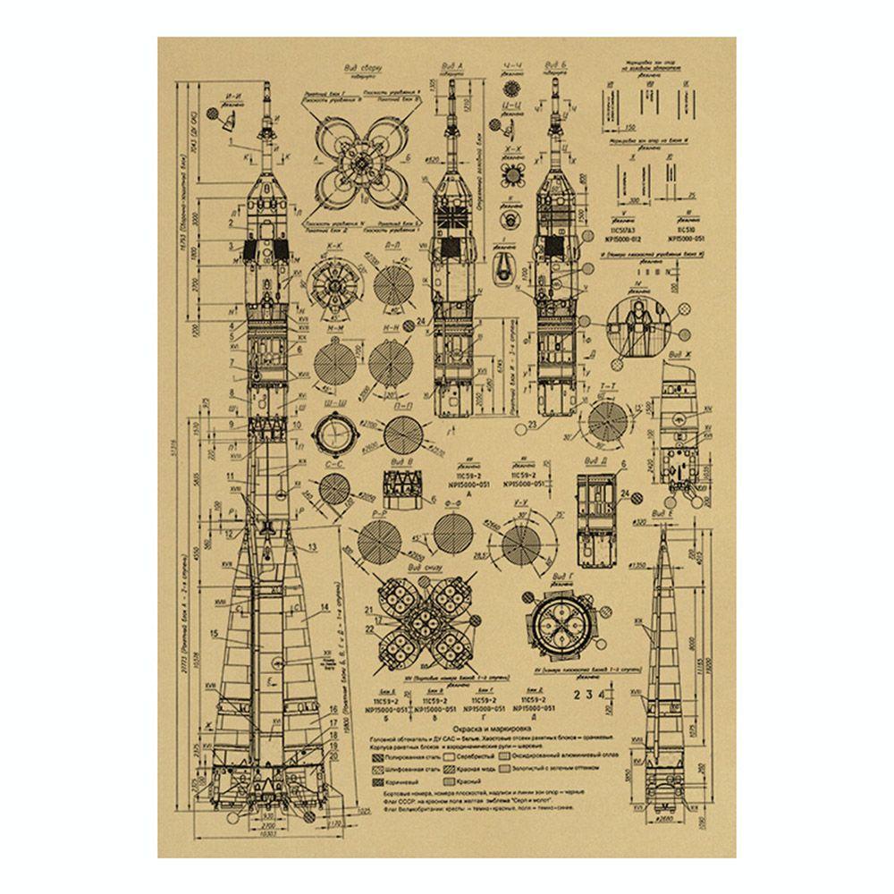 Solighter Mekanik Cross-Bagian Diagram Vintage Bar Cafe Hiasan Desain Kapal Perang Stiker Dinding