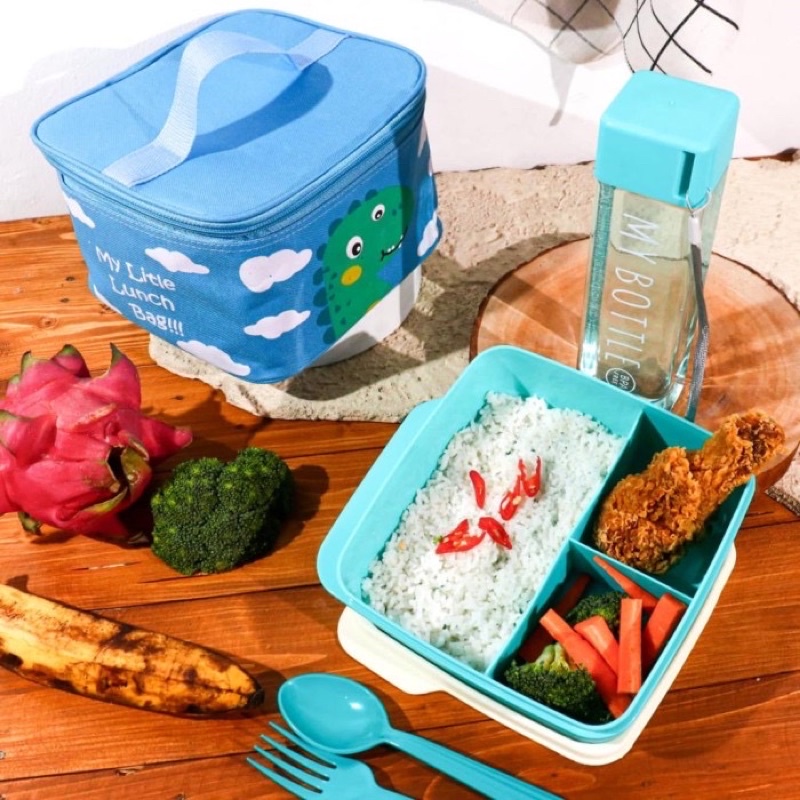 Kotak makan set anak / tempat makan komplit anak / set bekal makan anak