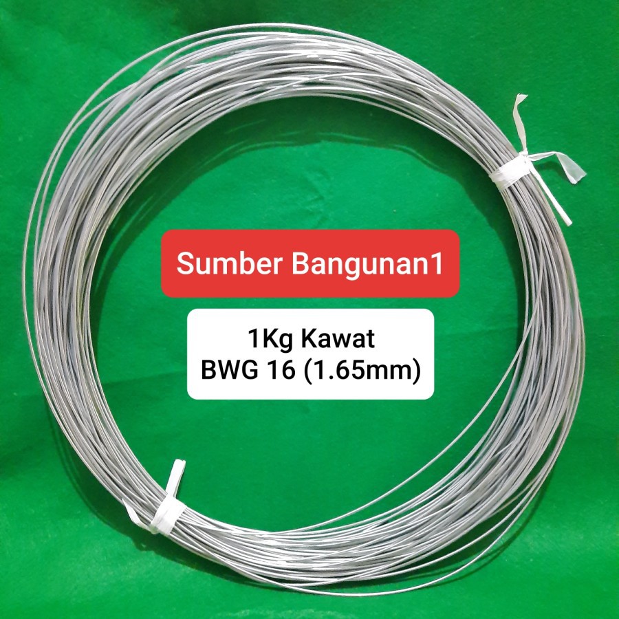 Kawat Galvanis putih BWG 16 1kg kawat jemuran tangkai bunga 1.6mm