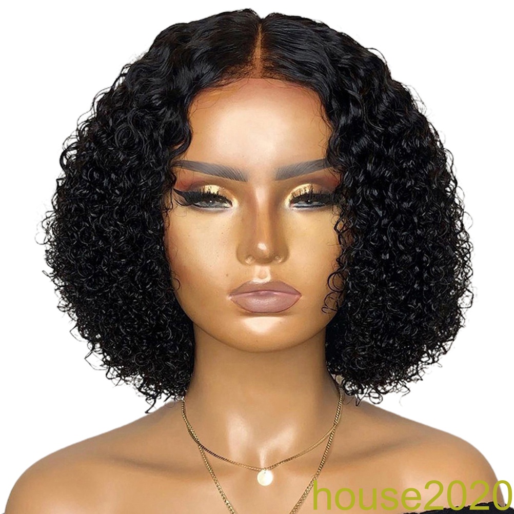 [house]Lace Front Human Hair Wig Middle Part Curly Lace Closure Wig Short Wigs