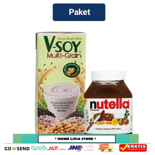 

VSoy Multi Grain Susu Kedelai 2 x 200 mL + Nutella Selai Cokelat Hazelnut 680 gr