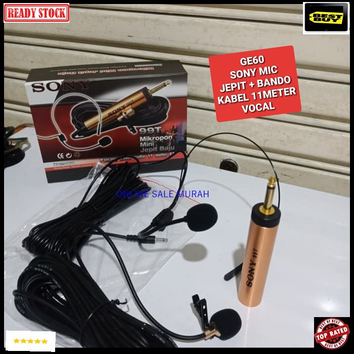 G60 Sony mic kabel headset + jepit clip on kancing kerah baju klip condesor bando mik cable profesional pro vocal vokal karaoke mikrophone mini microphone audio sound system panggung dj studio sensitif aux emas YOUTUBER  BISA DIGUNAKAN SEGALA JENIS AUDIO