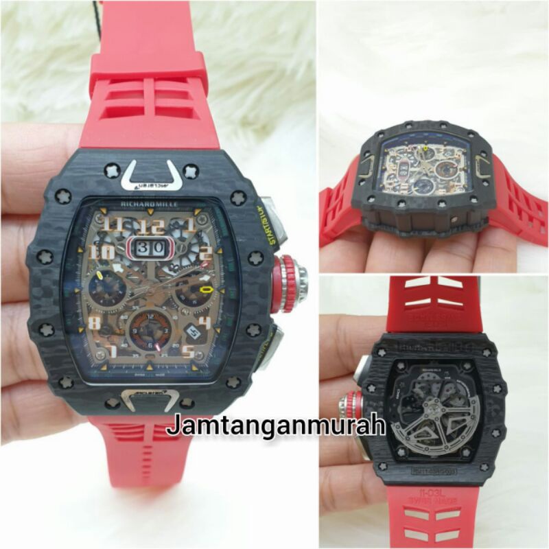 jam tangan rm automatic body carbon mesin swiss kualitas original