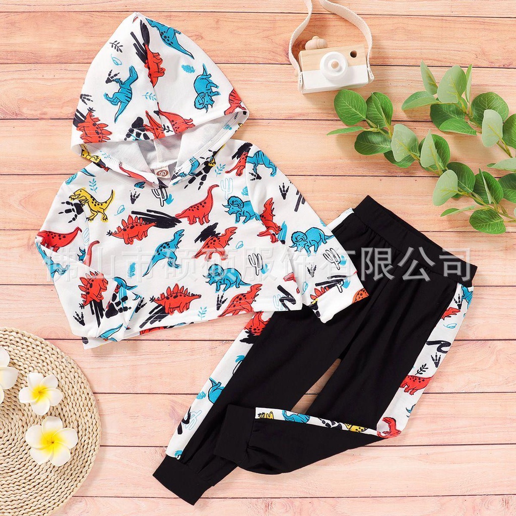 SETELAN BAJU ANAK LAKI-LAKI HOODIE DINOSAURUS