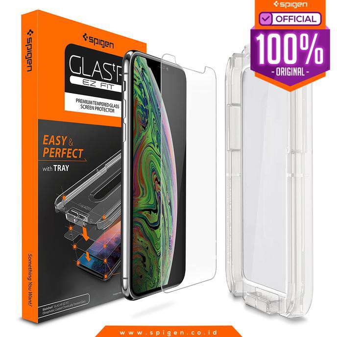 Terbaru Tempered Glass Iphone Xs Max / Xs / X / Xr Spigen Glas Tr Ez Fit - Xs Max Original