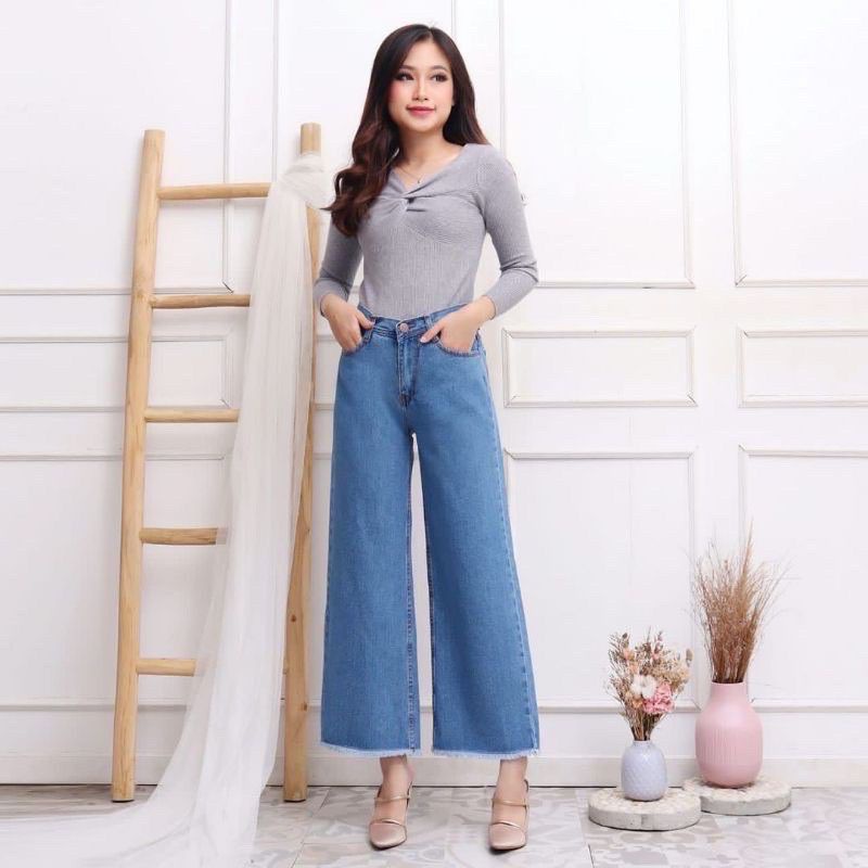 Highwaist Kulot Jeans wanita Rawis / kulot jeans populer