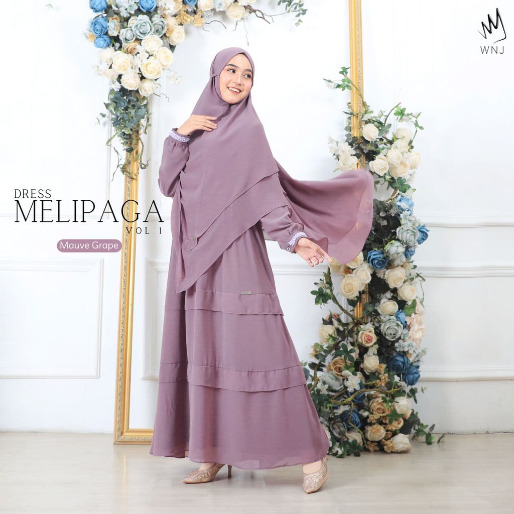 Gamis WNJ Ceruty Polos MELIPAGA Wanoja Hijab Full Furing