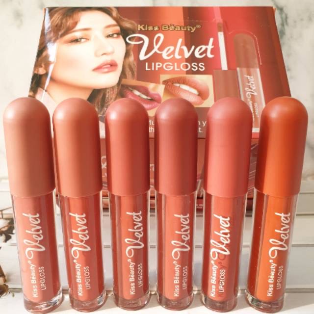 ORIGINAL KISS BEAUTY LIPCREAM VELVET LIPGLOSS TUTUP BULAT KODE 7954