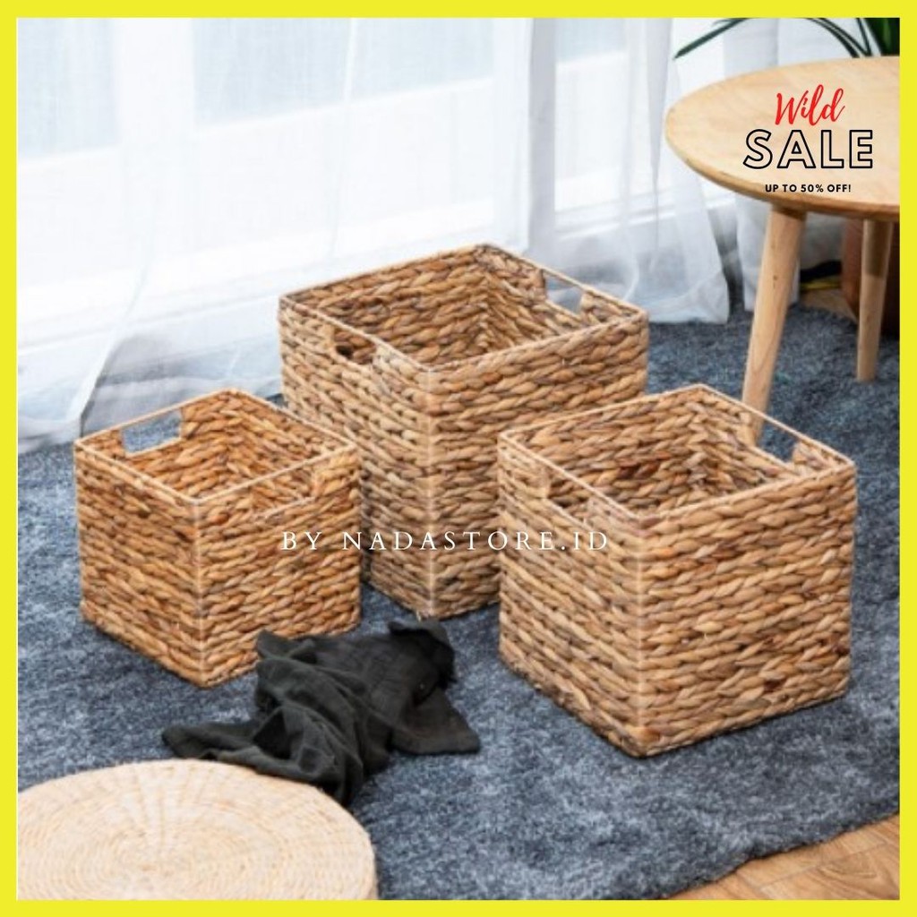 waterhyacinth square storage basket / keranjang anyaman enceng gondok /  / Tempat Penyimpanan / box