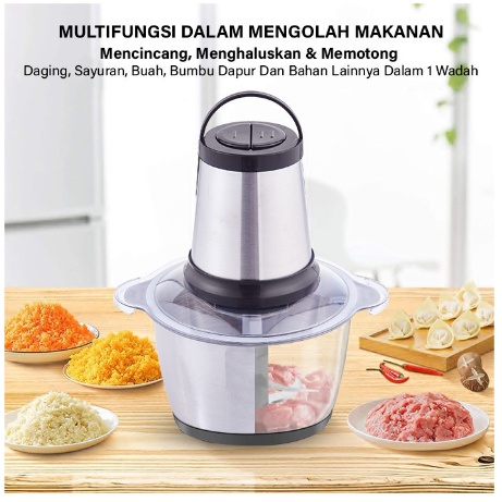 BEST SELLER BLENDER daging stainles copper 2L tahan karat Alat Penggiling Daging Stainless Steel Multifungsi Low 300 Watt -TERMURAH