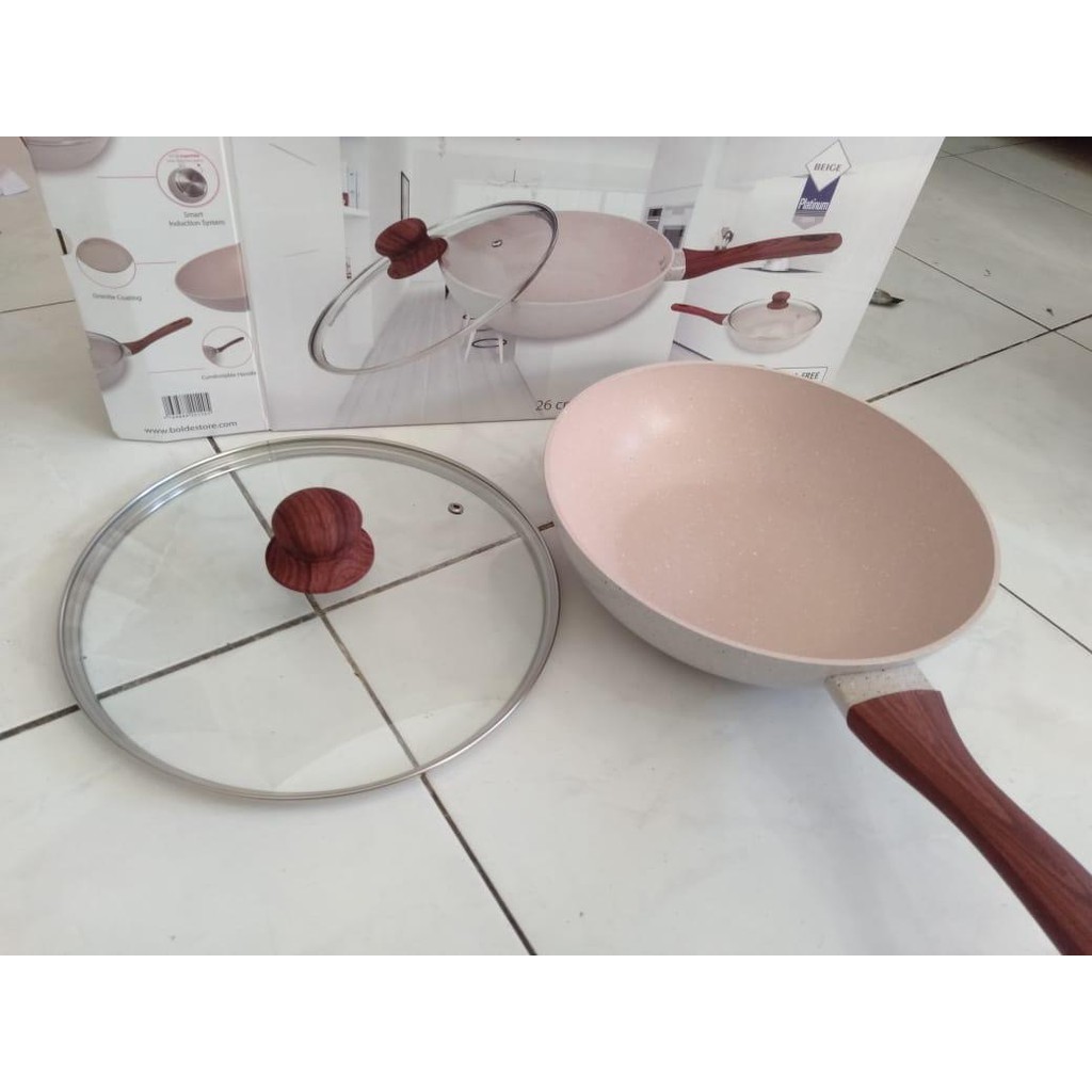 BOLDe Super PAN Wok 26 Plus Glass LID Series Premium Warna Beige