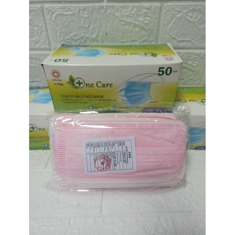 masker 3 ply pink / masker earloop warna / masker earloop 3 ply / masker 3ply earloop / farashop