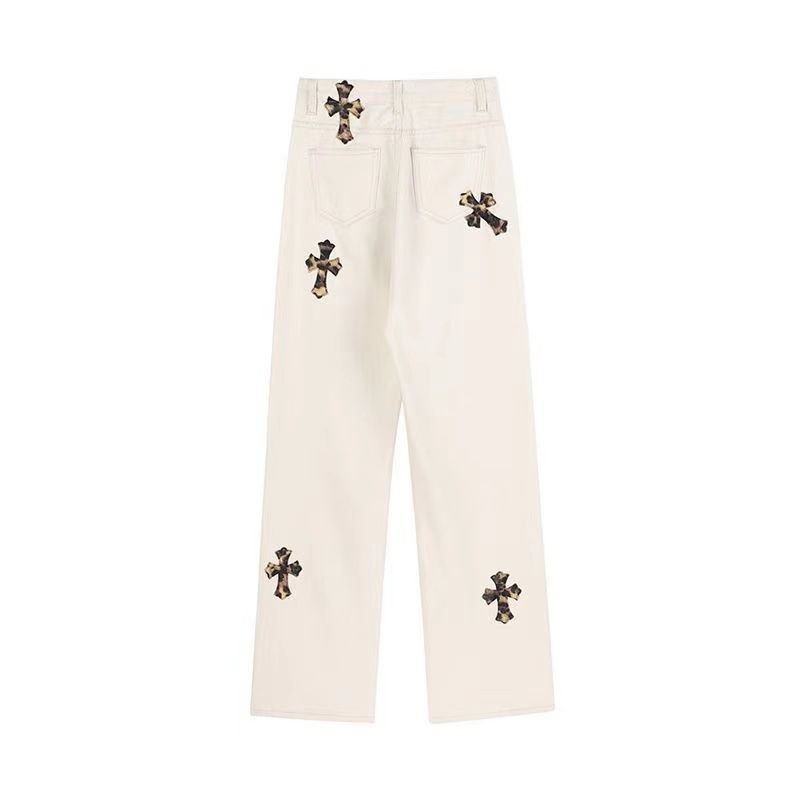 Jeans wanita musim gugur baru pinggang tinggi lurus ramping lebar kaki celana longgar