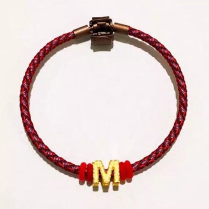 Gelang tali inisial huruf M kadar 700 emas asli